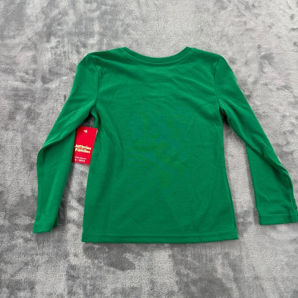 Jammies For Your Families  4 Christmas Pajama Set Santa Snowboard Green Black